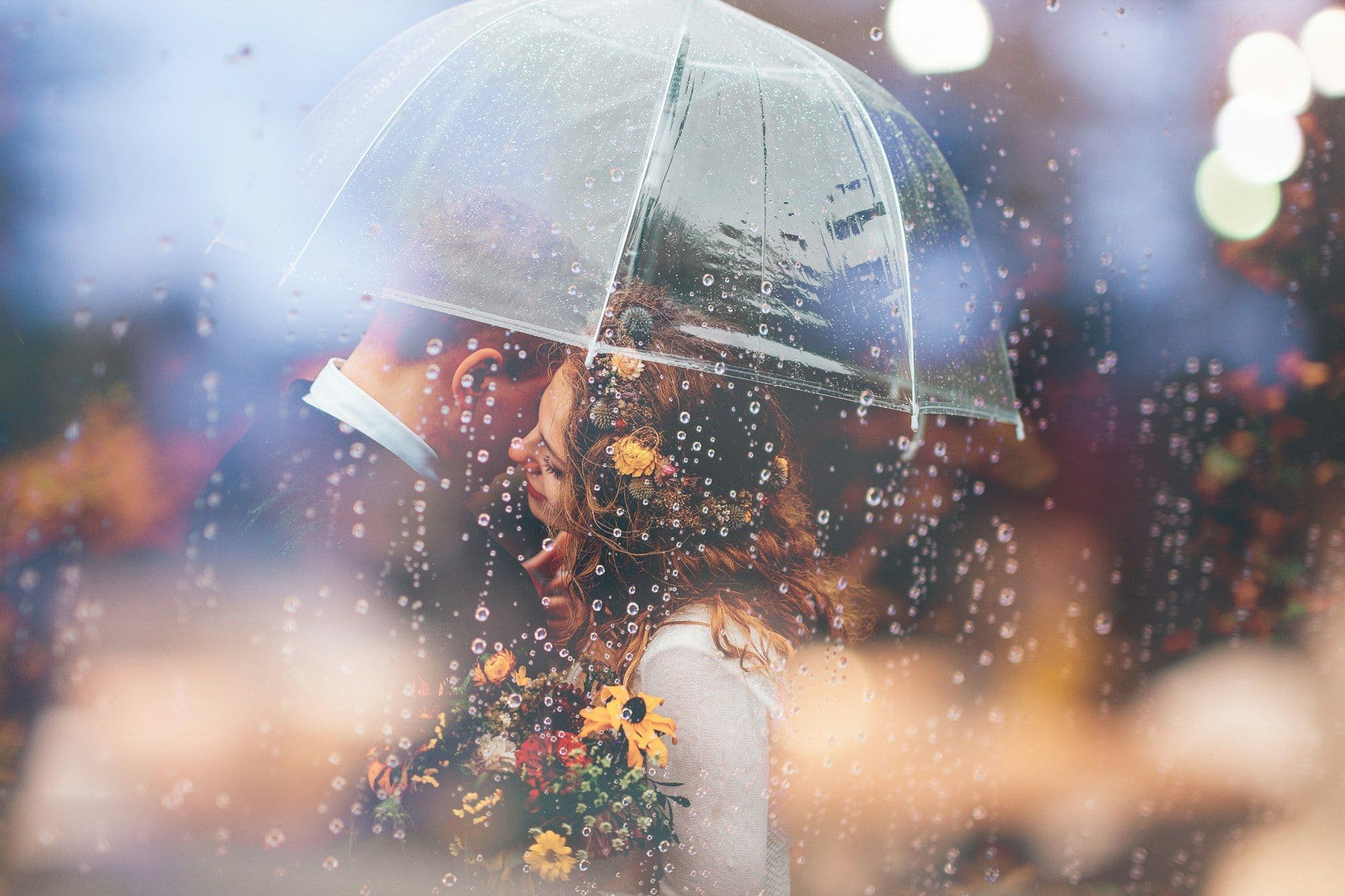 An outdoor wedding marquee under an overcast sky