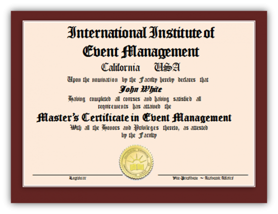 Master's Certificate in Event Management